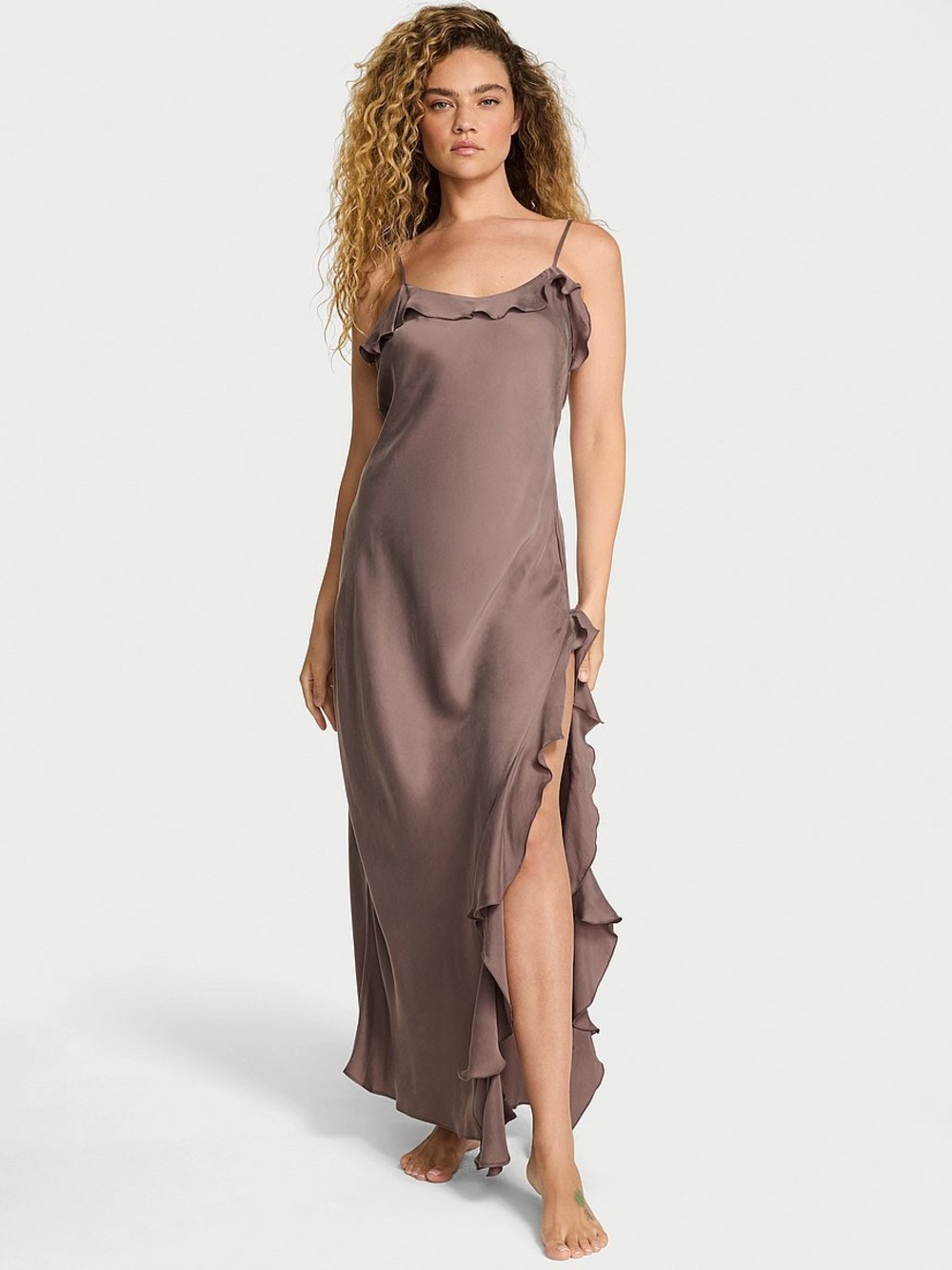 Silky Flutter Ruffled Long Slip